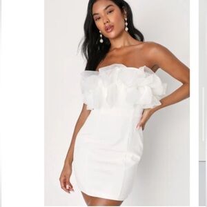 Lulus Starry-Eyed Love White Ruffled Mini Dress Size Small